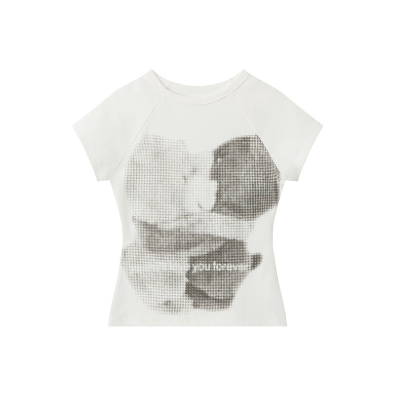 JenPora Women's Graphic Print Fitted Crop T-Shirt