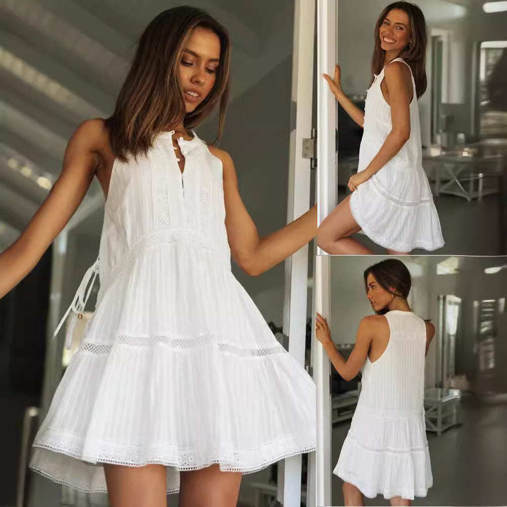 JenPora Women's 100% Cotton Sleeveless A-Line Mini Dress