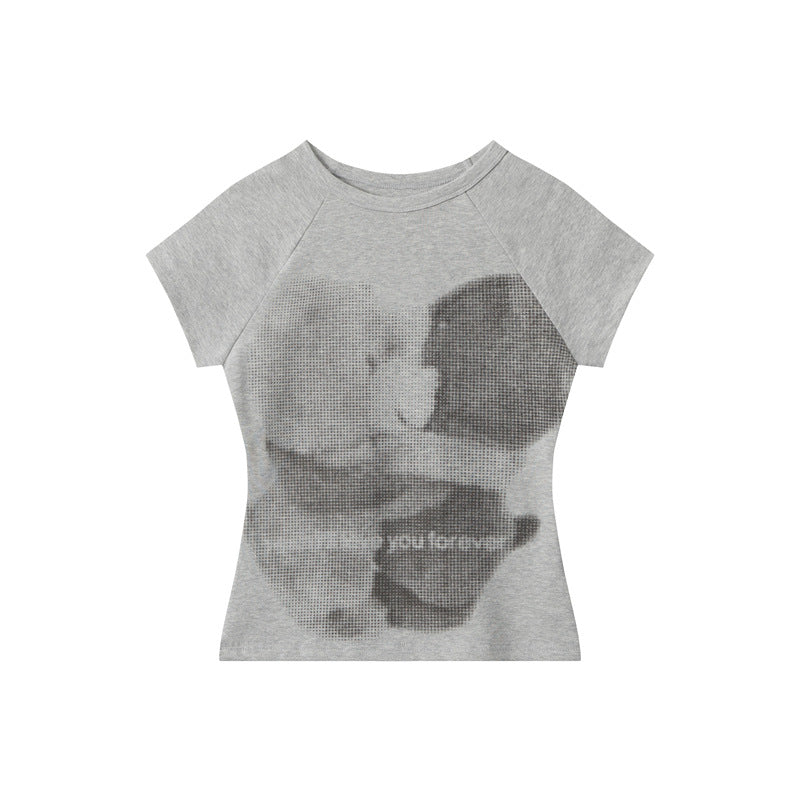 JenPora Women's Graphic Print Fitted Crop T-Shirt