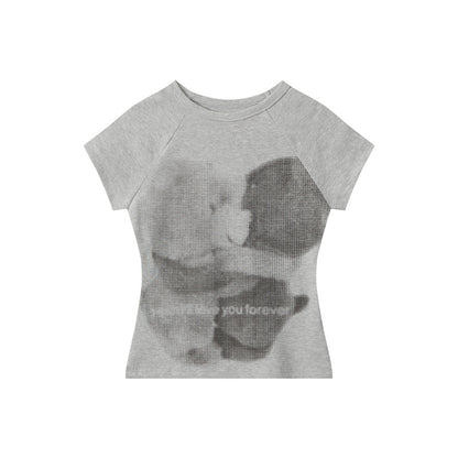 JenPora Women's Graphic Print Fitted Crop T-Shirt