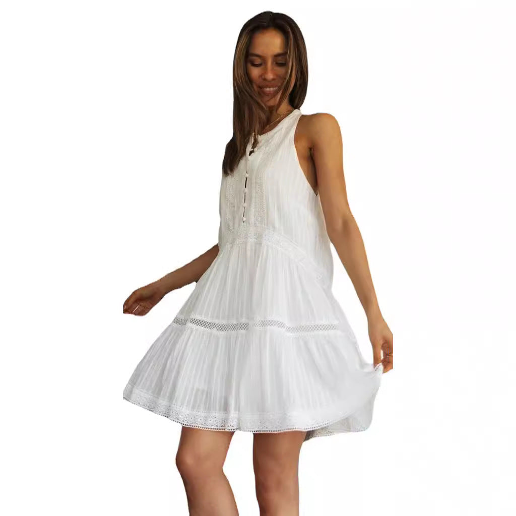JenPora Women's 100% Cotton Sleeveless A-Line Mini Dress