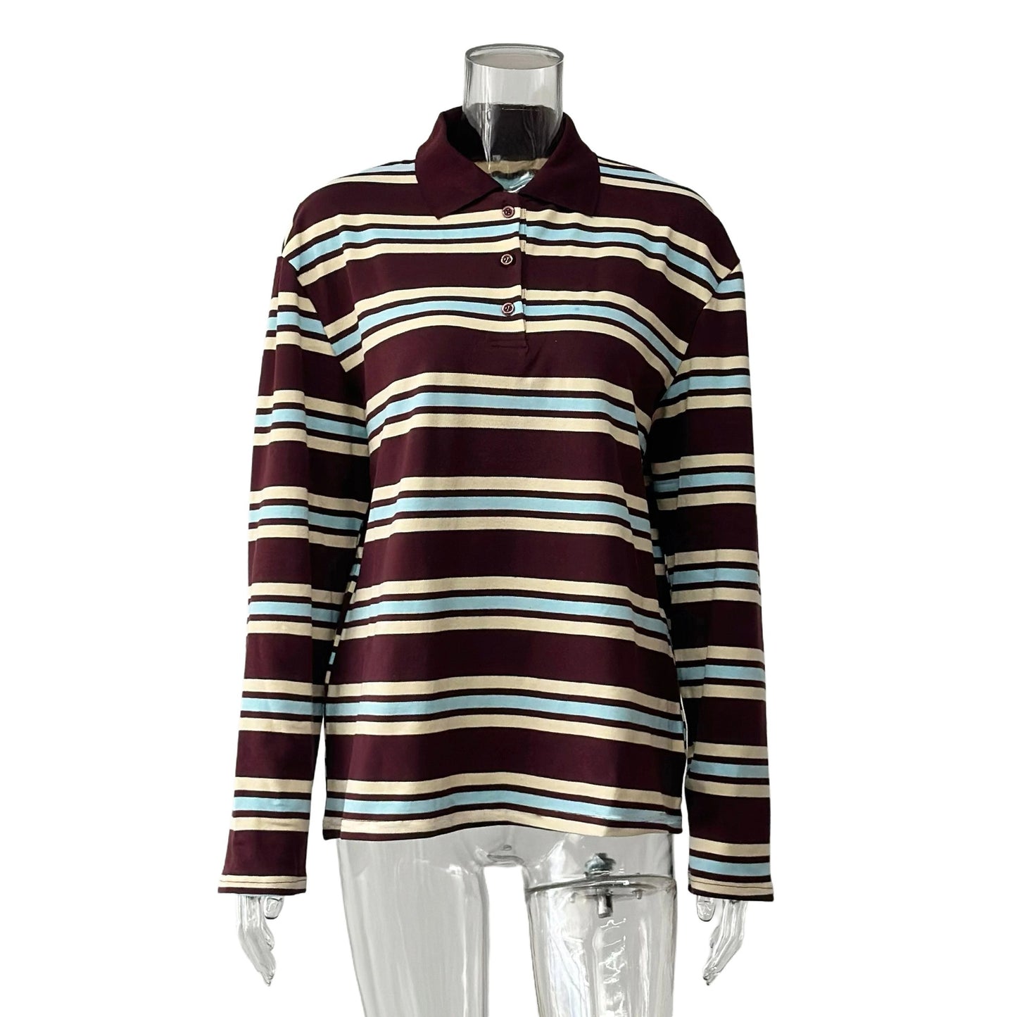 JenPora Women's Cotton Striped Long Sleeve Crew Neck T-Shirt